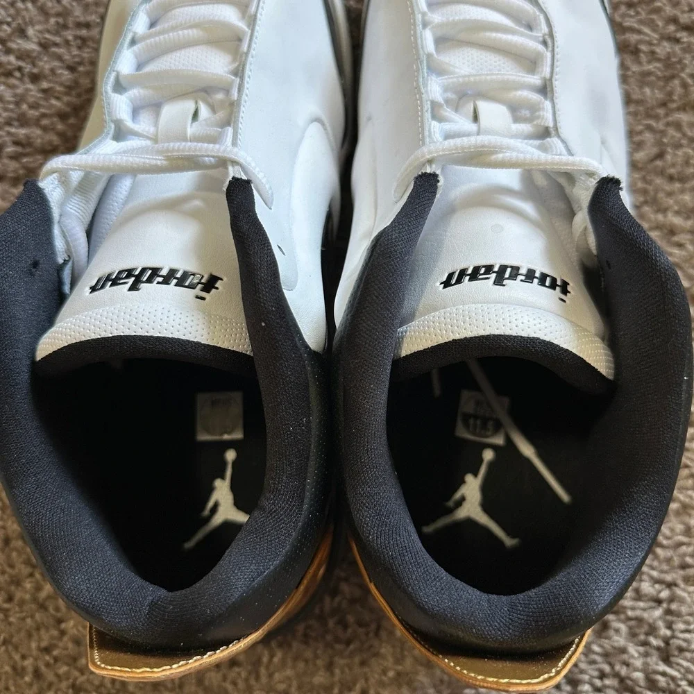 Jordan Big Fund White Black Metallic Gold Basketball Shoes CI2216-100 Mens 11.5